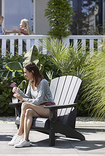 Keter Alpine Adirondack Resin Outdoor Furniture Patio Chairs with Cup Holder-Perfect for Beach, Pool, and Fire Pit Seating, Grey - CookCave