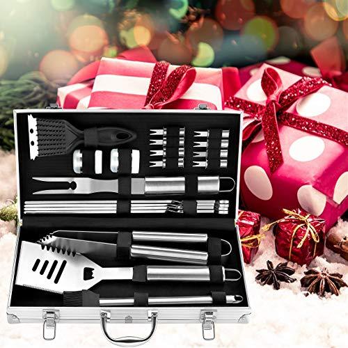 ROMANTICIST 20pc Heavy Duty BBQ Grill Tool Set in Case - The Very Best Grill Gift on Birthday Wedding - Professional BBQ Accessories Set for Outdoor Cooking Camping Grilling Smoking - CookCave