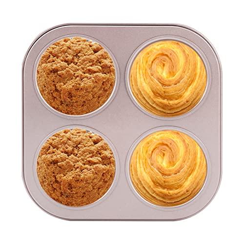 4 Cup Muffin Pan Baking Tray- Non-Stick Cupcake Tin Mold - Carbon Steel Cake Mould For Home, Cafe Bar and Restaurant(champagne) - CookCave