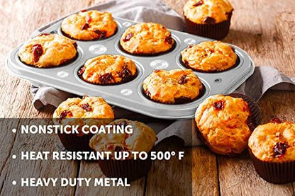 DecorRack 2 Pack Non-Stick Muffin Pans, 6-Cup, Bakeware for Baking Cupcakes (Pack of 2) - CookCave