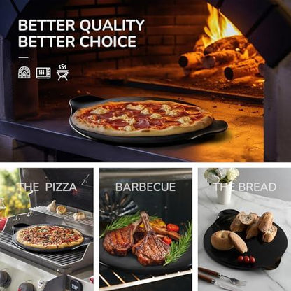 VIREESR 17"x14.4"Large Pizza Stone for Oven,Grill,Smoker,Non-Stick Glazed,Made of 100% Natural Cordierite Ceramic,Perfect for Pizza and Anything You Like,Unbreakable Packaging(Black 5.2LB) - CookCave