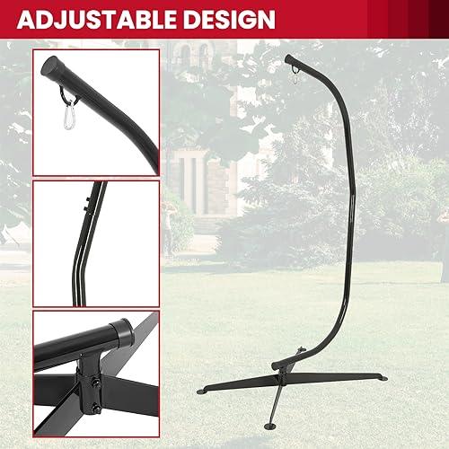 HECASA Hammock Chair Stand Heavy Duty Steel C Chair Stand for Outdoor Indoor Porch Swing Hanging Chair 360 Degree Rotation 330LBS Capacity Black (Stand Only) - CookCave