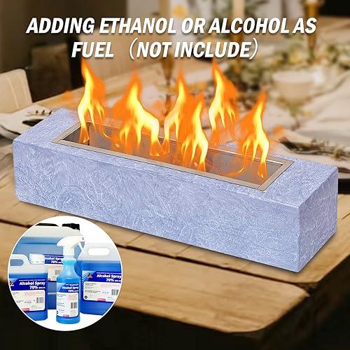 Prrutyics Tabletop Fire Pit, 18" Indoor Table Fire Pit, Portable Firepit, Smokeless Fire Bowl Table Top Firepit, Rubbing Alcohol Frie Pits for Outdoor Indoor Fireplace - CookCave