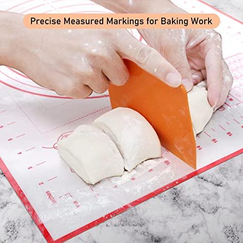 Silicone Pastry Mat for Baking, Baking Mat for Rolling Dough Non Slip Extra Large, Fondant Mat with Measurement, Kitchen Counter Mat for Pie Crust, Pizza and Cookies, Oven Liner Mat,16" x 24", Red - CookCave