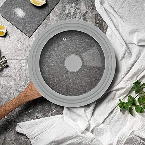 TOPULORS Universal Lid for Pots, Pans and Skillets, Tempered Glass with Silicone Rim Fits All 9 to 11 Inch Diameter Cookware, Frying Pan Cover, Replacement Lid, Dishwasher Safe, Grey - CookCave