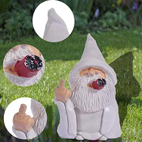 Middle Finger Figurine Ornaments, Funny Garden Gnomes Outdoor Statues 5.9 Inch Naughty Smoking Wizard Dwarf Sculpture Decoration for Lawn Patio Outside Yard Decor Housewarming Valentine's Day Gift - CookCave