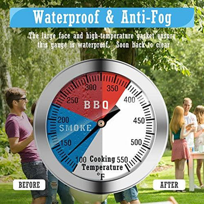 BBQ Thermometer Gauge,Charcoal Grill Pit Smoker Temp Gauge Grill Thermometer with Fahrenheit and Heat Indicator - CookCave