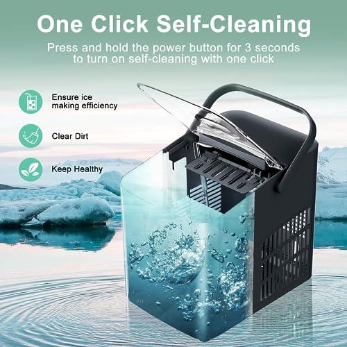 Xbeauty Countertop Ice Maker 6-Minute Fast Bullet Ice, Portable Ice Machine, Automatic-Cleaning Suitable for Outdoor Camping Bar Party and Kitchen-Black - CookCave