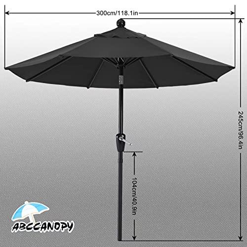 ABCCANOPY 10FT Patio Umbrella - Outdoor Waterproof Table Umbrella with Push Button Tilt and Crank, 8 Ribs UV Protection Pool Umbrella for Garden, Lawn, Deck & Backyard (Dark Gray) - CookCave