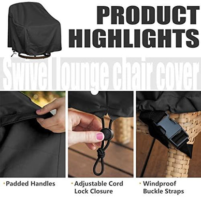 Outdoor Swivel Lounge Chair Cover 4 Pack,Waterproof Heavy Duty Outdoor Chair Covers, (39" W X 37" D X 38" H) Patio Furniture Cover for Swivel Patio Lounge Chair - CookCave