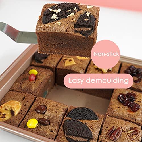Brownie Pan with Dividers, Non Stick Brownie Baking Pan, 18 Pre-slice Carbon Steel Bakeware Tray with Grips for Oven Baking Bread, Square Mold Tray for Baking Cake Biscuit Muffin, 12X8X2'' - CookCave