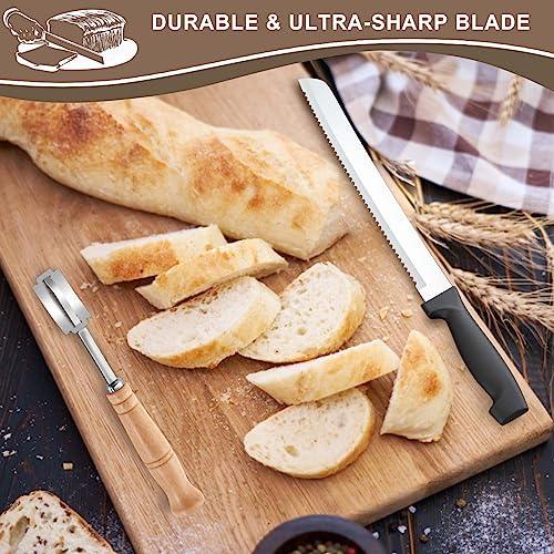 hunnycook Bread Knife And Bread Lame Slashing Tool 8-Inch Serrate Bread Knife And Dough Scoring Knife with 8 Razor Blades - Bread Knife for Homemade Bread -Sourdough Bread Baking Supplies - CookCave