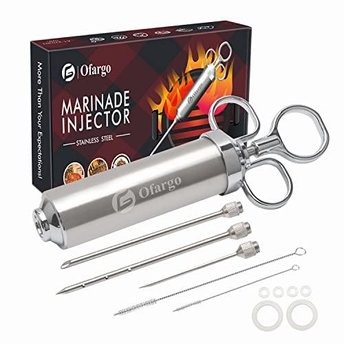 Ofargo Meat Injector, Meat Injectors for Smoking, 3 Marinade Injector Syringe Needles; Injector Marinades for Meats, Turkey, Beef; 2-Oz, User Manual Included - CookCave
