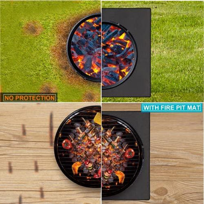 DocSafe Large Under Grill Mat 48" Square Fire Pit Mat,4 Layers Fireproof Mat Grill Pads Protect for Deck,Patio,Outdoor Charcoal,Smokers,Wood Floor,Indoor Fireplace Mat,Reusable Oil-Proof＆Waterproof - CookCave