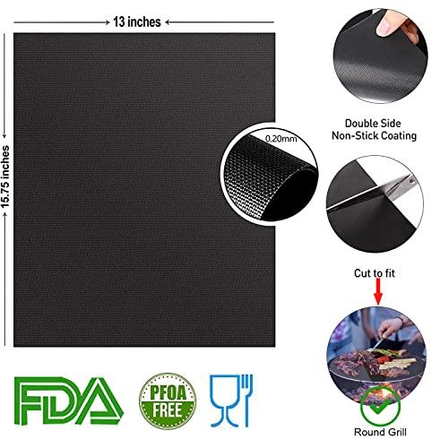 NEWKITCHEN Grill Mats for Outdoor Grill, Set of 6 Nonstick Grill Mat Reusable and Easy to Clean - Works on Gas, Charcoal, Electric Grill and More - 15.75 x 13 Inch - CookCave