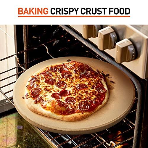 Arcedo 12 Inch Round Pizza Stone for Oven and Grill, Baking Stone for Bread, Small Cordierite Pizza Grilling Stone, Heavy Dudy Oven Stone Pizza Pan, Perfect for Baking Crispy Pizzas, Bread, Cookies - CookCave
