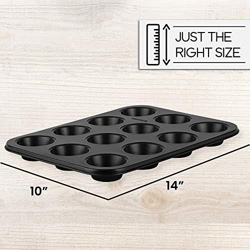 Non-Stick Bakeware 12 Cup Muffin Pan, Set of 2, Heavy Duty & Easy Release Cupcake Baking Pan - CookCave