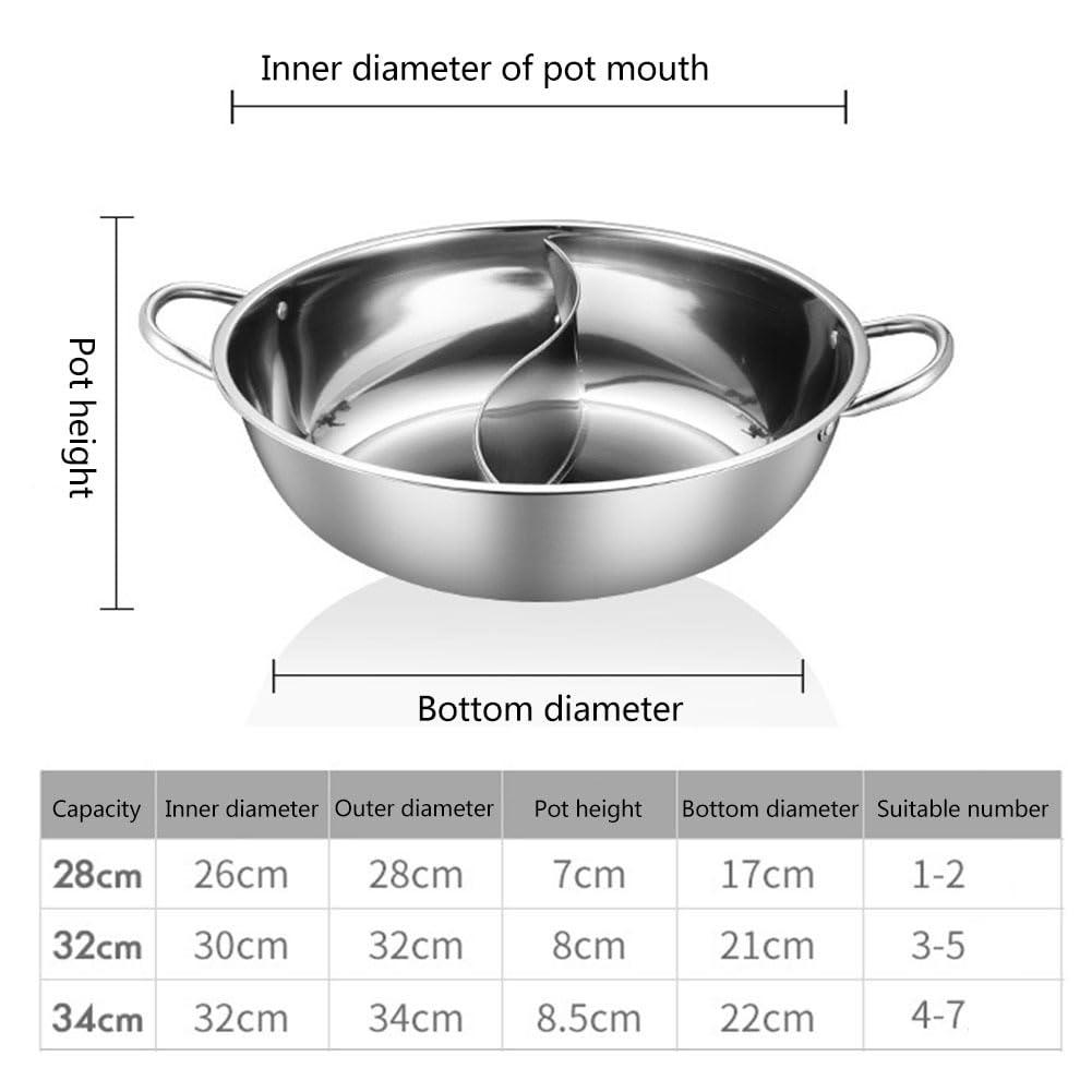 Hot Pot Divider, Shabu Hot Pot Divided Hot Pot Pan, stainless steel Hot Pots with Dividers, Dual Sided Soup Cookware Cooking Hot Pot, Hot pot with Divider and Lid - CookCave