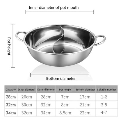 Hot Pot Divider, Shabu Hot Pot Divided Hot Pot Pan, stainless steel Hot Pots with Dividers, Dual Sided Soup Cookware Cooking Hot Pot, Hot pot with Divider and Lid - CookCave