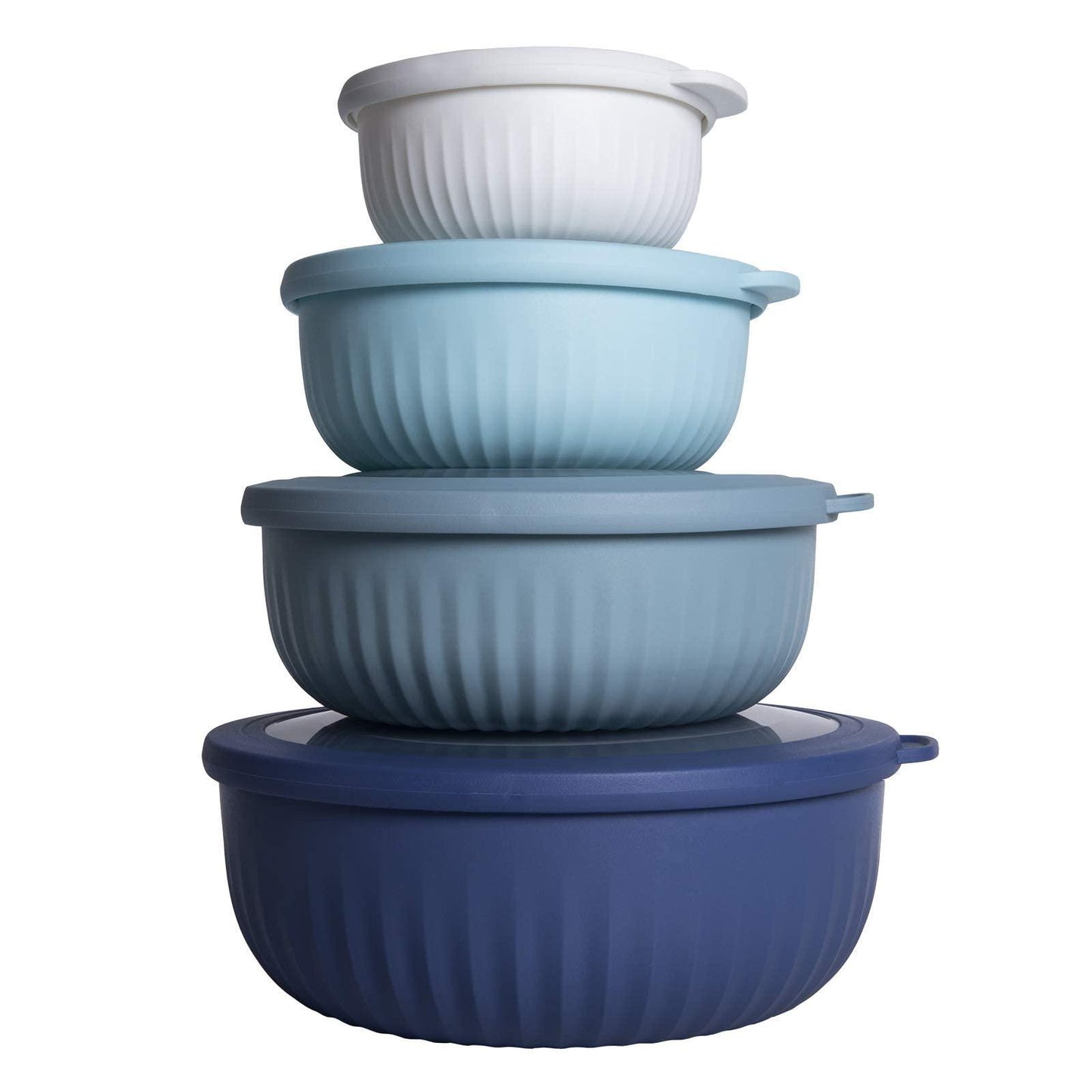 COOK WITH COLOR Prep Bowls - Wide Mixing Bowls Nesting Plastic Meal Prep Bowl Set with Lids - Small Bowls Food Containers in Multiple Sizes (Blue Ombre) - CookCave