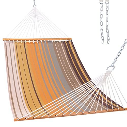 Lazy Daze Hammocks Quick Dry Hammock with Spreader Bar 2 Person Double Hammock with Chains Outdoor Outside Patio Poolside Backyard Beach 450 lbs Capacity Coffee - CookCave