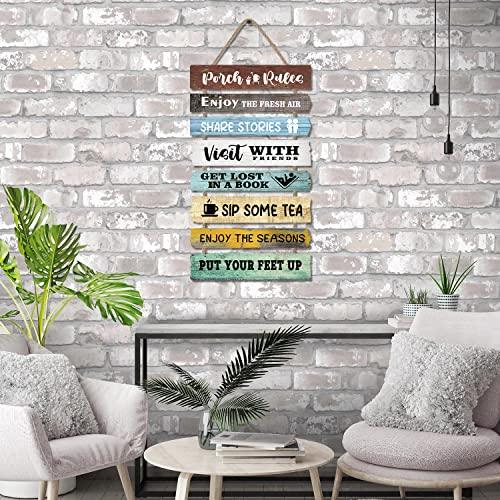 LHIUEM Porch Rules Signs Porch Rules Wall Decor Motivational Quote Set of 8(2.5”X12”)patio wall decor Front Porch Door decor Porch Plaque Wooden Hanging Wall Art for porch library Garden(Modern Style) - CookCave