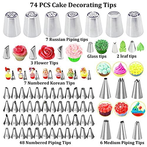 Gawren-H&E Cake Decorating Kit with Cake Carrier,678 PCS Cake Decorating Supplies Kit with 3 Springform Pans,Piping Bags and 74 Piping Tips,Chocolate Mold,Turntable - Baking Supplies Kit Set - CookCave