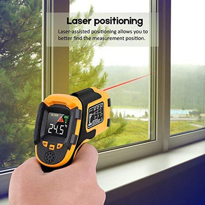 Infrared Thermometer Non-Contact Digital Laser Temperature Gun -58℉～1112℉(-50℃～600℃) Adjustable Emissivity IR Temp Gun - for Cooking/BBQ/Food/Fridge/Pizza Oven/Engine - Meat Thermometer Included - CookCave