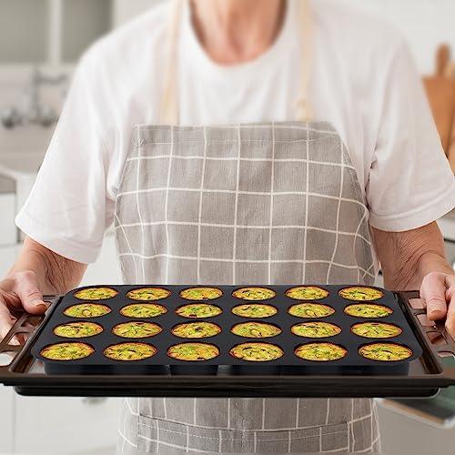 Inn Diary Silicone Muffin Pan for Baking 24 Cups Non-Stick Mini Cupcake Pan,BPA Free Silicone Baking Mold for Muffin Cupcake Egg Bite Maker 2 Pack,Black - CookCave