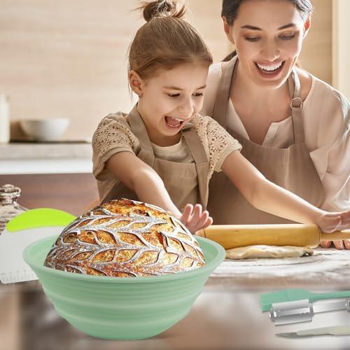 Gardon Sourdough Bread Baking Supplies, Bread Proofing Basket, Bread Basket Making Supplies Tool, 9" Bread Proofing Basket, Non-Stick Bread Making Tools, Proofing Bowls, Gift For Mother Or Wife, Green - CookCave