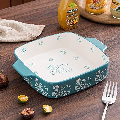 Wisenvoy Baking Dish Ceramic Brownie Pan 9x9 Baking Pan Casserole Dish Lasagna Pan Square Rose Dish Pan Bakeware Sets - CookCave