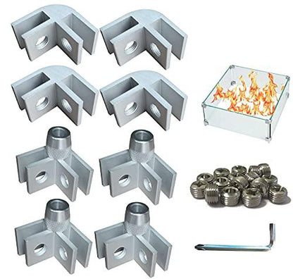 DIY Glass Flame Wind Guard Kit, 8pcs Flame Wind Fire Pit Flame Guard Parts Glass Corner Hardware Connector for Thickness 5/16 inch Glass Aluminum Alloy Non-Slip Bases for Square Glass Wind Guard - CookCave