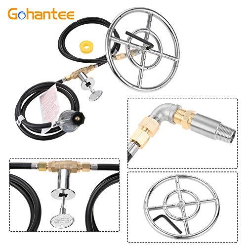 gohantee Fire Ring Burner Valve Assembly Kit, 12 inch Stainless Steel Fire Pit Installation Kit for Propane Gas, Replacement Parts for Propane Gas Fire Pit, Outdoor Fireplaces 90000 BTU - CookCave