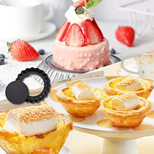 Theuzi 9 in Non-Stick Tart and Quiche Pan with Removable Bottom and 4 Mini Tart Pans 4-inch, Heavy Duty Fluted Side for Pies, Mousse Cakes, Dessert Baking (5 Pack) - CookCave