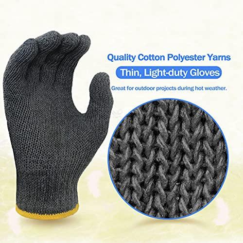 Evridwear Cotton Work Gloves Light-duty String Knit BBQ Glove Liner for Outdoor Cooking, Painting, Gardening Men & Women 10 Pairs (Grey, Large) - CookCave