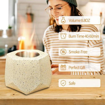 Table Top Fire Pit Bowl - Portable Concrete Tabletop Fireplace for Indoor Outdoor Decor Small Alcohol Burner Patio Balcony Smores Maker with Lids for Christmas Valentine's Day Gift - CookCave