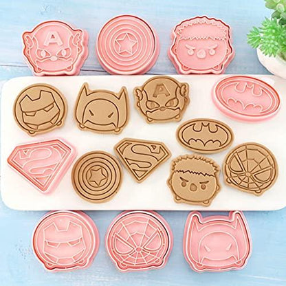 Crethinkaty Cartoon Cookie Cutter-8 Plastic Cookie Stamp- Cartoon Fun Cookie Mold, Children's Baking Set. - CookCave