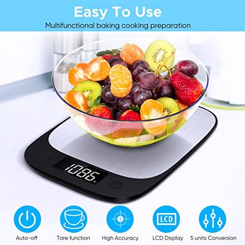 MPBEKING Digital Food Scale, Kitchen Scale Weight Grams and Oz for Weight Loss, Cooking, Baking 3g/0.1oz High Precise Multifunction Scales 304 Stainless Steel with Backlit LCD Display - CookCave