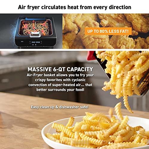 Gourmia Smokeless Indoor Grill & Air Fryer raclette grill with Smoke Extracting Technology Extra-Large Nonstick Cooking electric grill indoor Korean BBQ Style 6 Quart FoodStation™ - CookCave
