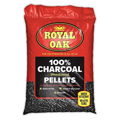 Royal Oak 100 Percent Charcoal Hardwood Pellets for Real BBQ Flavor, Grilling and Smoking, High Heat, Resists Water, Easy to Clean, 30 Pound Bag - CookCave