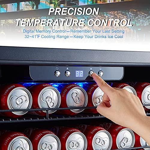 Phiestina 24 inch Indoor/Outdoor Beverage Refrigerator 175 Cans Built-in/Freestanding Beverage Fridge Cooler Lockable Stainless Steel Door Auto Defrost Quiet For Home/Commercial,6 Removable Shelves - CookCave