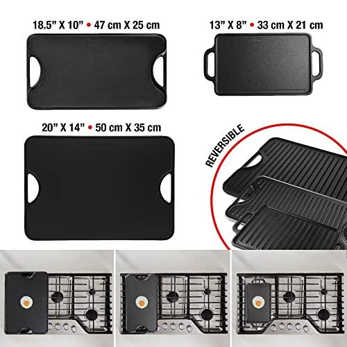 Victoria Rectangular Cast Iron Griddle. Double Burner Griddle, Reversible Griddle Grill, 13 x 8.5 Inch, Seasoned with 100% Kosher Certified Non-GMO Flaxseed Oil, Model: GDL-189 - CookCave