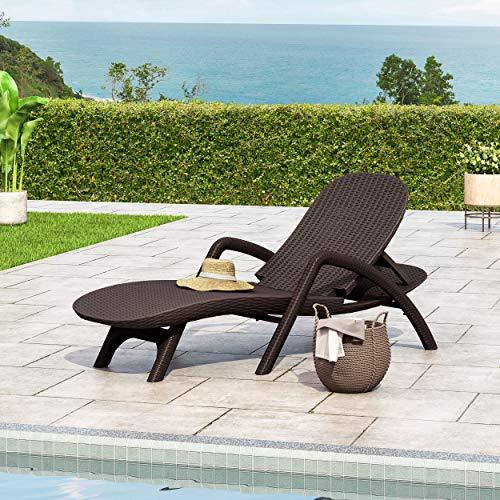 Christopher Knight Home Blanche Outdoor Faux Wicker Chaise Lounge, Dark Brown - CookCave