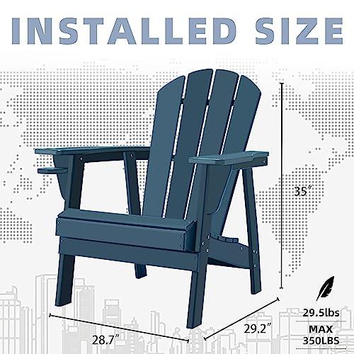 Restcozi Adirondack Chairs, HDPE All-Weather Adirondack Chair, Fire Pit Chair (Classic, Navy Blue) - CookCave