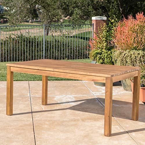 Christopher Knight Home Wilson Outdoor Expandable Acacia Wood Dining Table , Teak Finish - CookCave