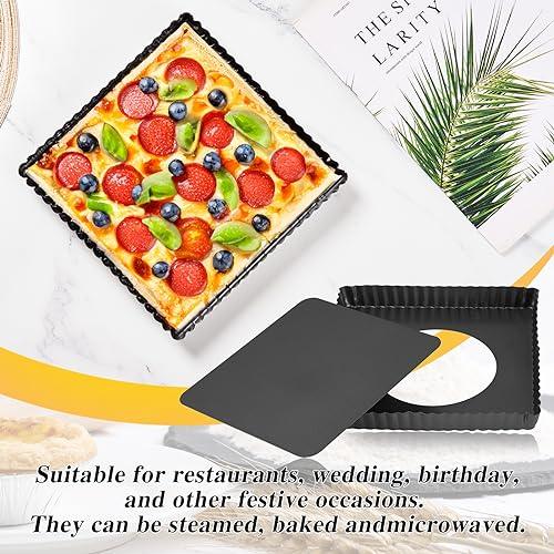 MEICHU 8 Inch Tart Pan Square, Quiche Pan, Nonstick Mini Tart Pan with Removable Bottom, Carbon Steel Reusable Baking Tools - CookCave