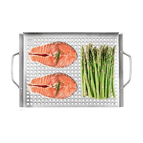 Outset 76630 Stainless Steel Grill Topper Grid, Set of 2, 11"x7" and 11"x17" - CookCave