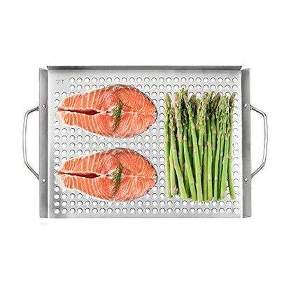 Outset 76630 Stainless Steel Grill Topper Grid, Set of 2, 11"x7" and 11"x17" - CookCave