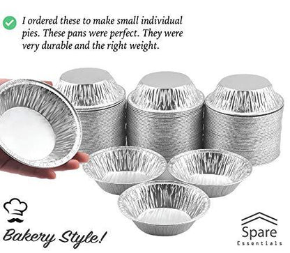 Spare Essentials 120-Pack 5 Inch Small Pie Pans, Disposable Mini Pie Tins, Aluminum Pie Pans for Baking, Storing and Reheating, Pot Pies, Tarts and Quiche - CookCave