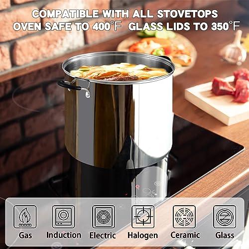 Cook N Home Stockpot Large pot Sauce Pot Induction Pot With Lid Professional Stainless Steel 20 Quart, with Stay-Cool Handles, silver - CookCave